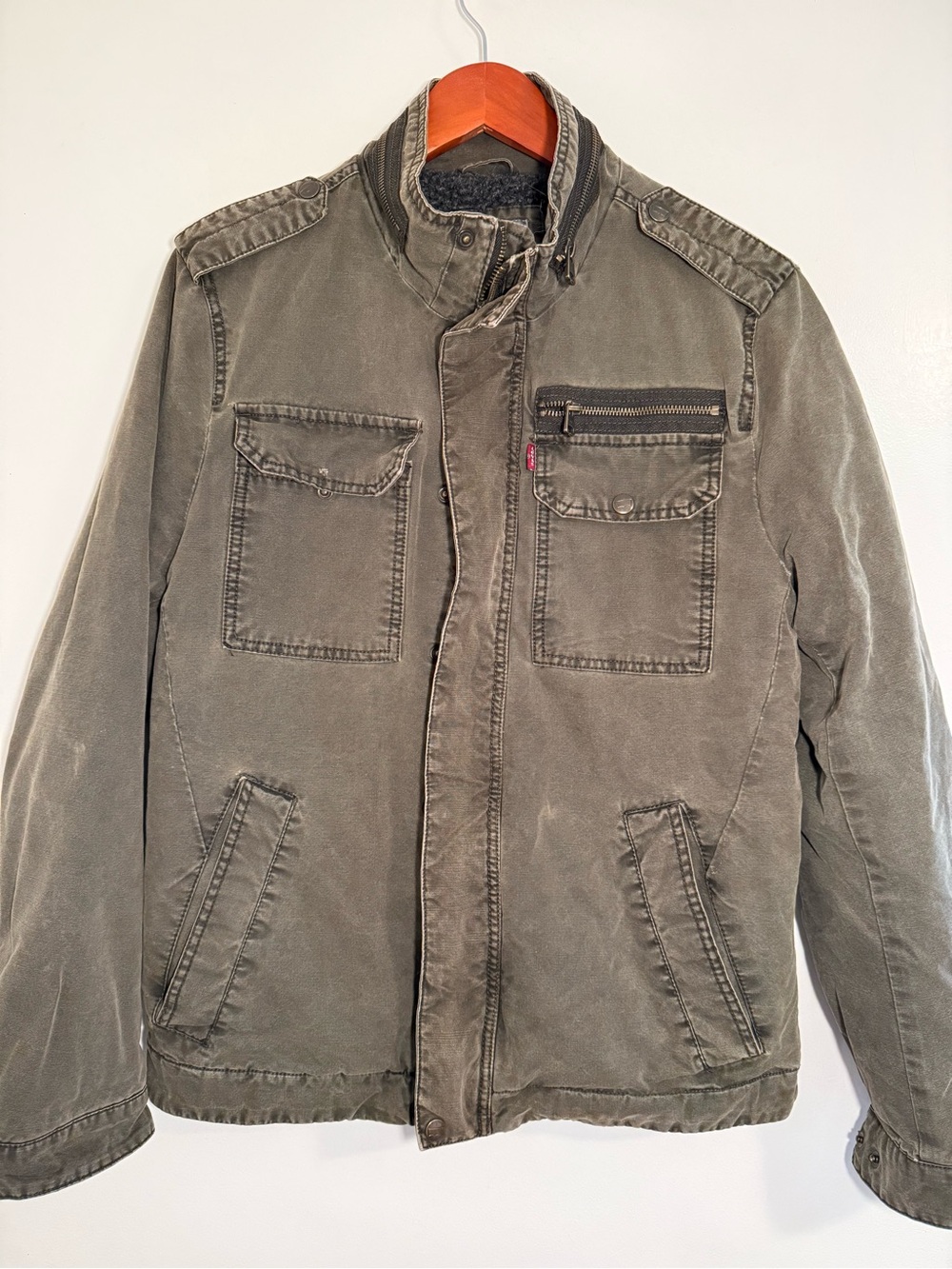 Levi's Olive Green Military Field Jacket with Zip Chest Pocket